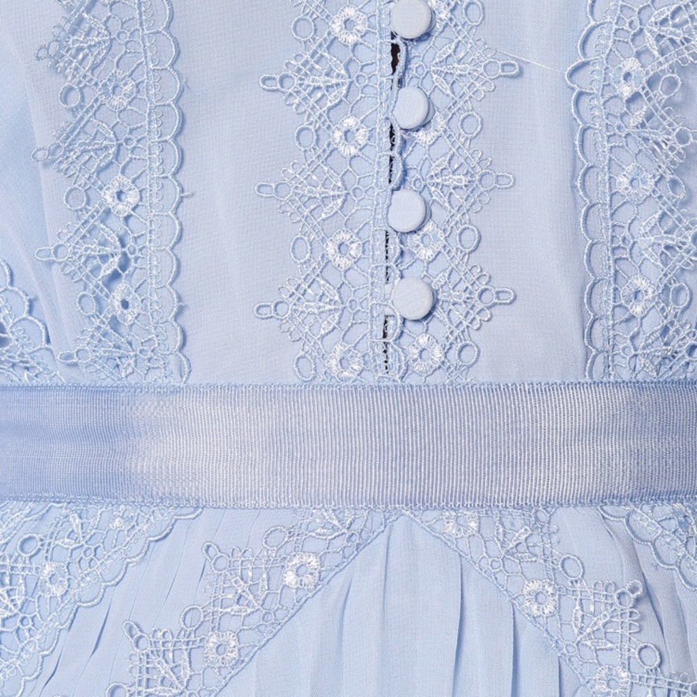 Sky blue plissé chiffon gown - Picture 6 of 6